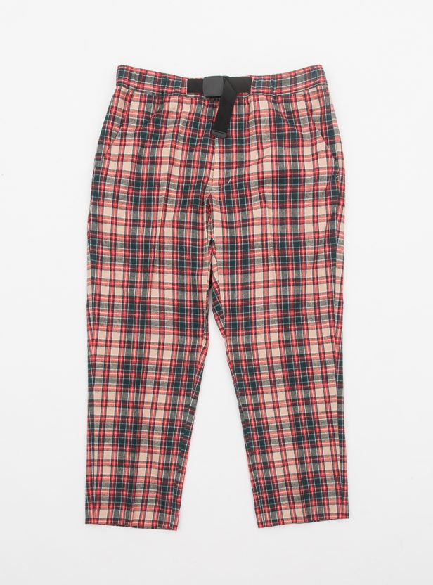 FLANNEL PLAID BELTED TROUSER