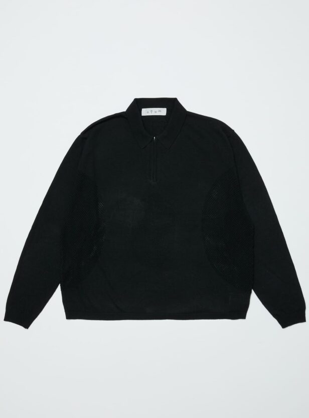 VENTILATION MESH KNIT ZIP POLO LS