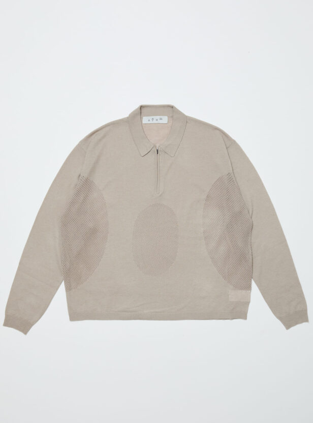 VENTILATION MESH KNIT ZIP POLO LS